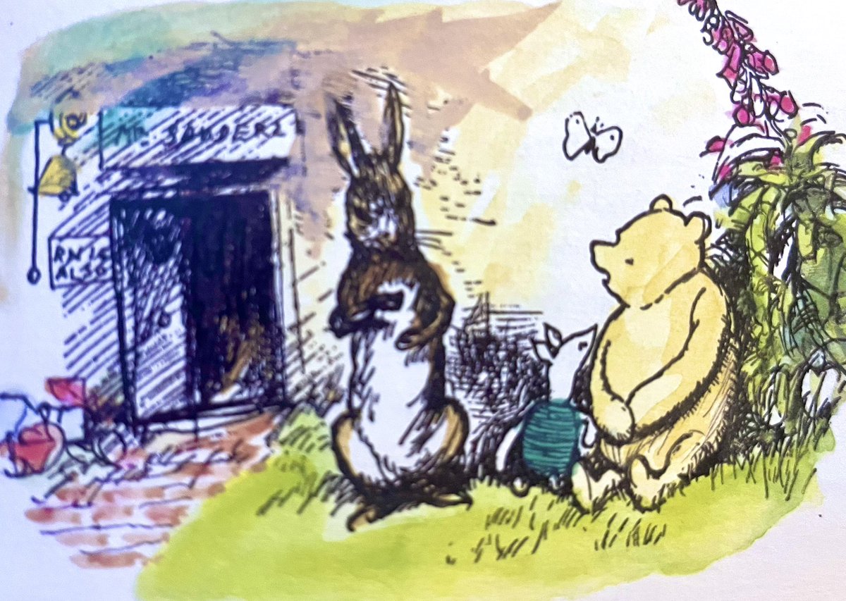 A_AMilne's tweet image. One day Rabbit and Piglet were sitting outside Pooh’s front door, and Pooh was sitting with them. It was a drowsy summer afternoon, and the Forest was full of gentle sounds, which all seemed to be saying to Pooh, “Don’t listen to Rabbit, listen to me.” ~A.A.Milne #heatwave