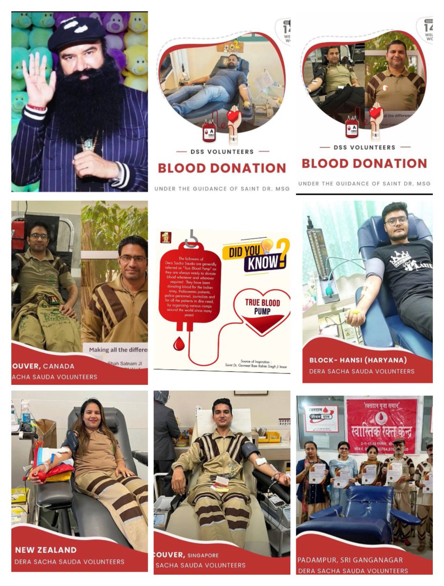 We should donate blood every 3 months. This inspiration has been given by Saint MSG. Guruji says that blood donation is the biggest donation because we can save the lives of 3 people with 1 unit of blood. Besides, it also makes us more healthy #RealLifeHero