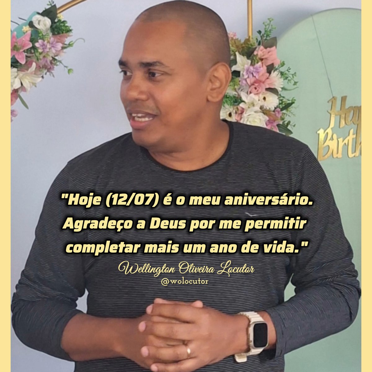 wolocutor's tweet photo. Hoje (12/07) é o meu aniversário. Agradeço a Deus por me permitir completar mais um ano de vida." (Wellington Oliveira Locutor)

Quer e pode me presentear? Aceito, de coração ❤️. Segue a Chave Pix (e-mail): 

wolocutor@gmail.com

Beneficiário: Wellington Lima de Oliveira. https://t.co/ohs1J8yEP0