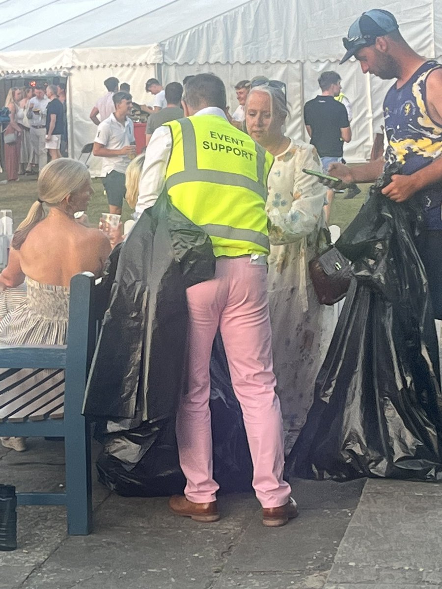 Litter pickers in salmon trousers. Only <a href="/BurghleyPark/">Burghley Park CC</a>