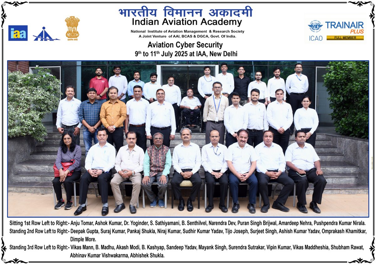 A 3 day course on Aviation Cyber Security was conducted in Indian Aviation Academy from 9th to 11th July, 2025. In the last session knowledge assessment was done and Mr. Abhinav Kumar Vishwakarma, JE(Sec), RHQ, NER was the Topper and was awarded with the Topper Certificate.
