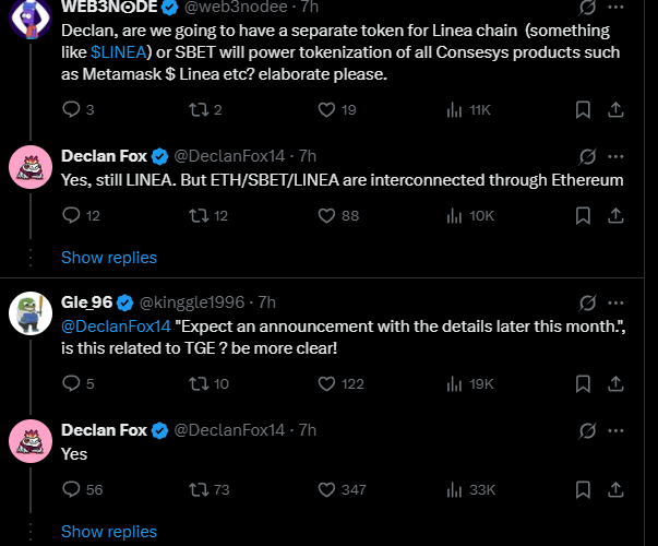 CryptoPratik's tweet photo. Linea Update

Linea Airdrop soon @LineaBuild 

@DeclanFox14 confirmed Expect Linea TGE details this month https://t.co/Fu6C4RerNf
