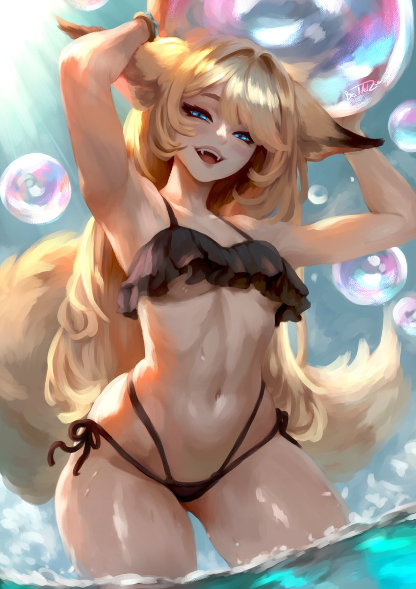 Art Fight revenge for <a href="/TTVLordTimmy/">LordTimmy 🐢</a>, featuring bubbly fox Ann! 
A nice addition to our summer party~