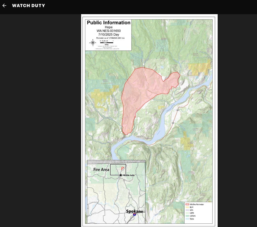 Wa_fire_watch's tweet image. #HopeFire 11/15 Evacuation and road closure information is available on the Stevens County Emergency Management page!
Shelters: (Both open)
The      Red Cross Evacuation Center at the Kettle Falls Middle School, 105 W. 11th      Ave, Kettle Falls, WA
There is high fire spread!