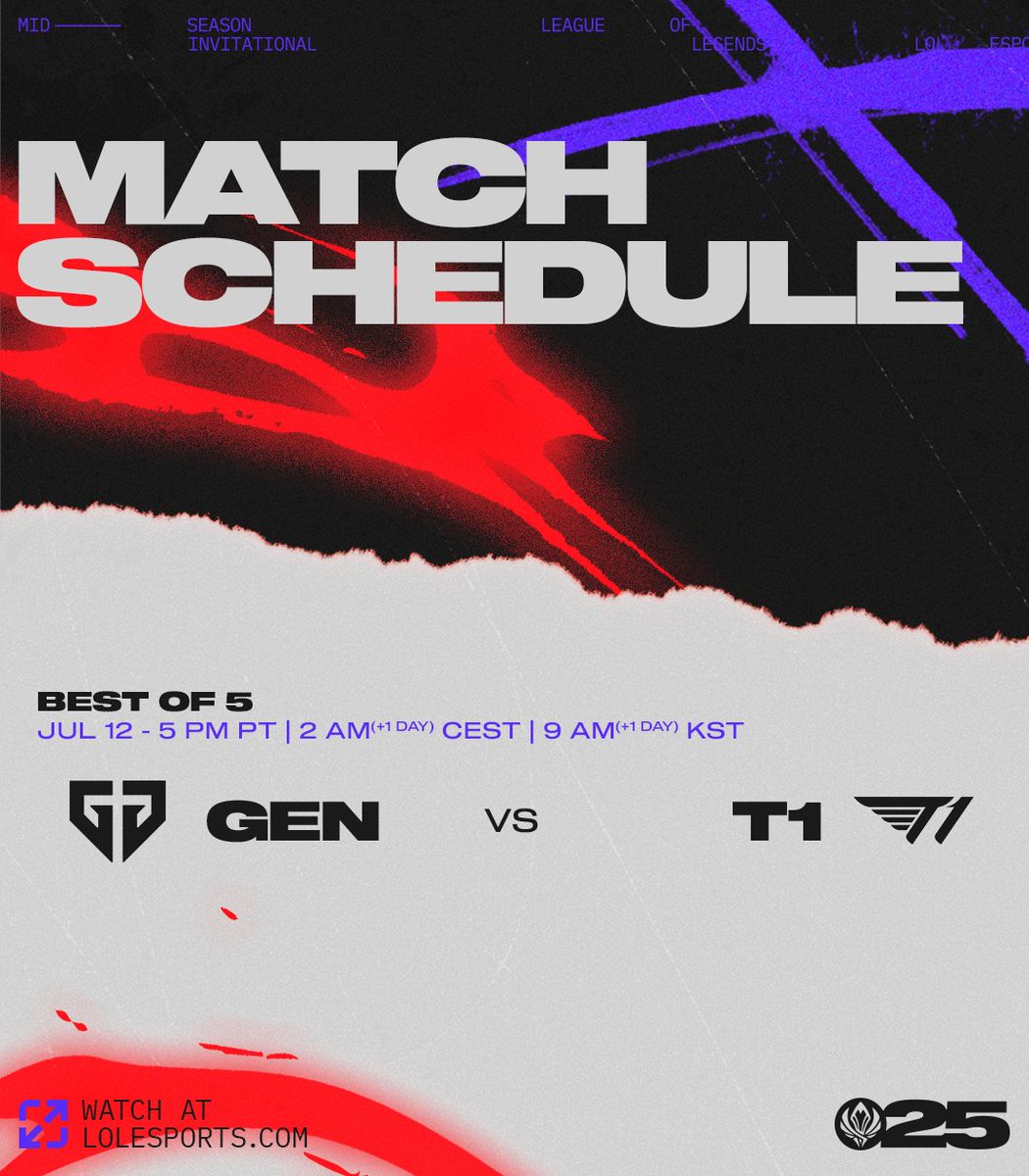 GRAND FINALS ARE HERE:

Tomorrow <a href="/GenG/">Gen.G Esports</a> and <a href="/T1LoL/">T1 LoL</a> face off for the #MSI2025 trophy!