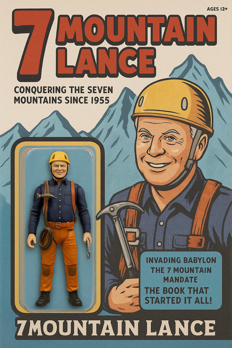 richardpmoore23's tweet image. My Sunday interview w/ @AdamShort143 inspired me & @realprophetguy & @littlehouseblu awesome NAR action figures so I came up with “7 Mountain Lance” complete with old school mountaineering gear. For all needing encouragement to conquer the 7 mountains @lancewallnau is your guy