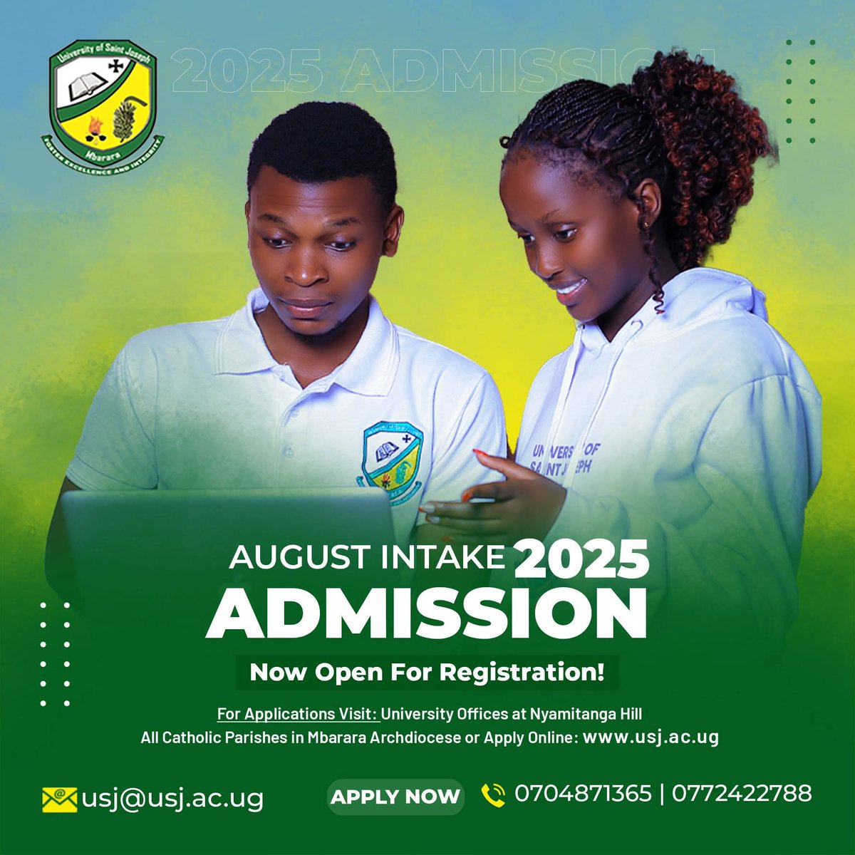 USJM_Official's tweet image. There are only a few Vacancies available for admission to University of Saint Joseph Mbarara for the academic year 2025/2026 | | APPLY NOW
Admissions for those who Applied are ready and ongoing
For More Infor Call or WhatsApp 0704871365 / 0772422788 usj.ac.ug