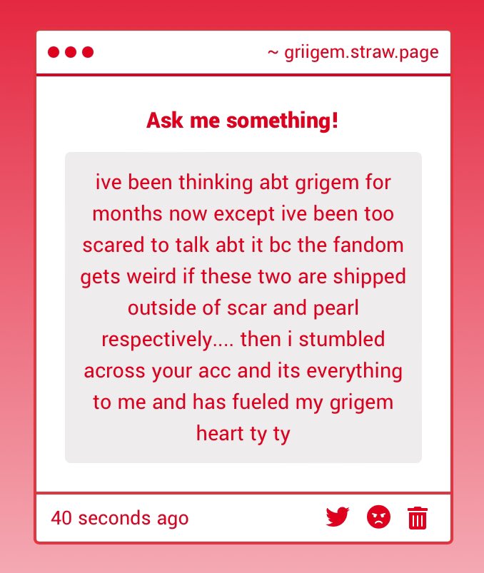 im glad to be a safe place for all of grigem town.. lets all hold hands and frolick
