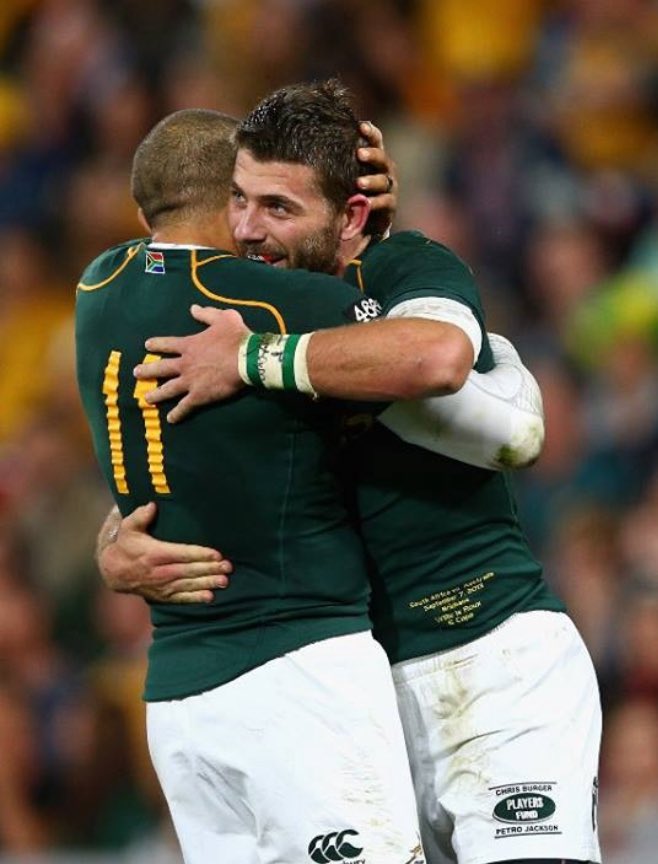 BryanHabana's tweet photo. @wjjleroux 

100 Test Caps 🇿🇦💯

Die Strand se Trots!!!!

What a journey, what a player, what a legend!

Lekker WILLIAM!!! Welcome to the @RugbyCenturions 

The electric runs, the clutch plays under pressure, the try assists a plenty… you’ve been a magician at the back and a game-changer in green and gold.

Proud of everything you’ve achieved my brah — and even more proud of the person you’ve remained through it all. 

Here’s to legacy that you’ve created and the inspiration that you are to so many!!

Ek kan nie wag vir n StaanRib in die Strand nie!!!