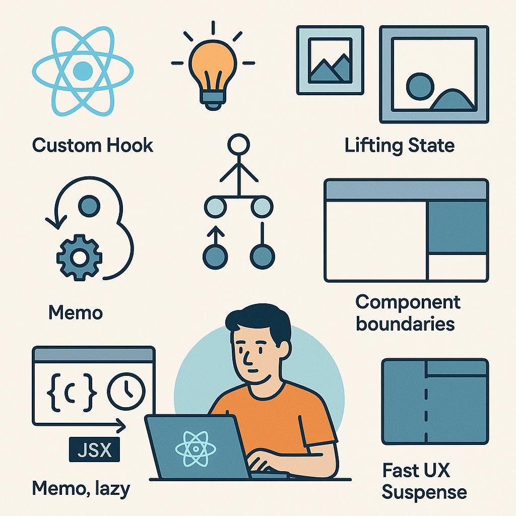 ⚛️ React is not hard.
Making it performant, readable, and scalable - now that’s art.

🔁 Reuse logic? → Custom hooks.
🧠 Clean state? → Lift it smart.
🧩 Large app? → Component boundaries matter.
⚡ Fast UX? → Memo, lazy, suspense like a boss.

Writing React is cool.
