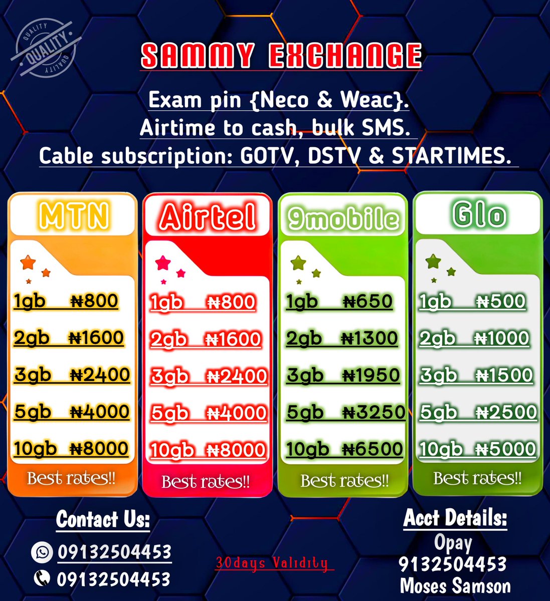 itzonlysamos's tweet image. 💡📲 Support my data business today 🙏
Get affordable and fast data for all networks ✅
Your patronage, reposts, and referrals mean a lot to me 🫶
Kindly DM to buy ❤️
#SupportSmallBusiness #DataPlug