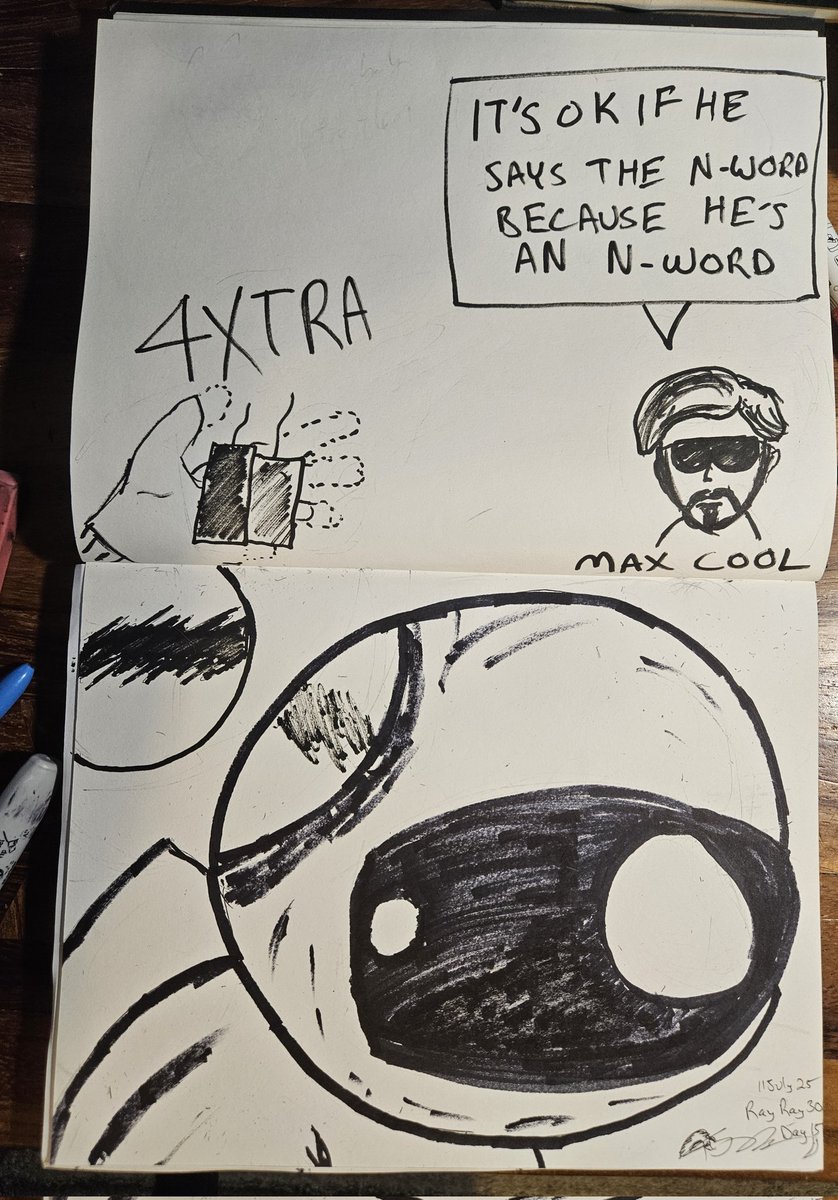 My power went out right after Vito said a very Max Cool statement during Vito's Twitter.

Listen to <a href="/TheBPITU/">The BIGGEST PROBLEM in the Universe</a> 

I drew the astronaut before I got to the part of the video where I was supposed to do small Notans so I added the top as a bonus.

#UnlockYourCreativity Day 15