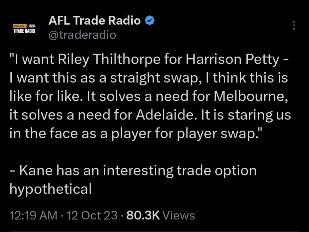 AFLmediaeye's tweet image. How unstoppable would Adelaide be if they'd taken Kane's advice here?