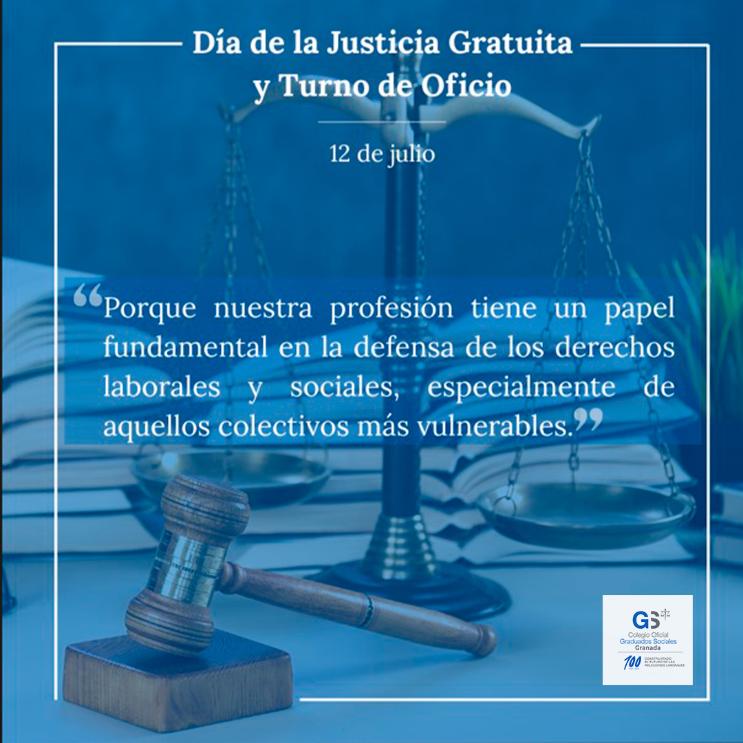 En el 𝐃𝛊́𝐚 𝐝𝐞 𝐥𝐚 𝐉𝐮𝐬𝐭𝐢𝐜𝐢𝐚 𝐆𝐫𝐚𝐭𝐮𝐢𝐭𝐚, desde el CGSGRANADA defendemos un principio esencial: el acceso igualitario a la justicia.

La justicia es un derecho, no un lujo.

#JusticiaGratuita