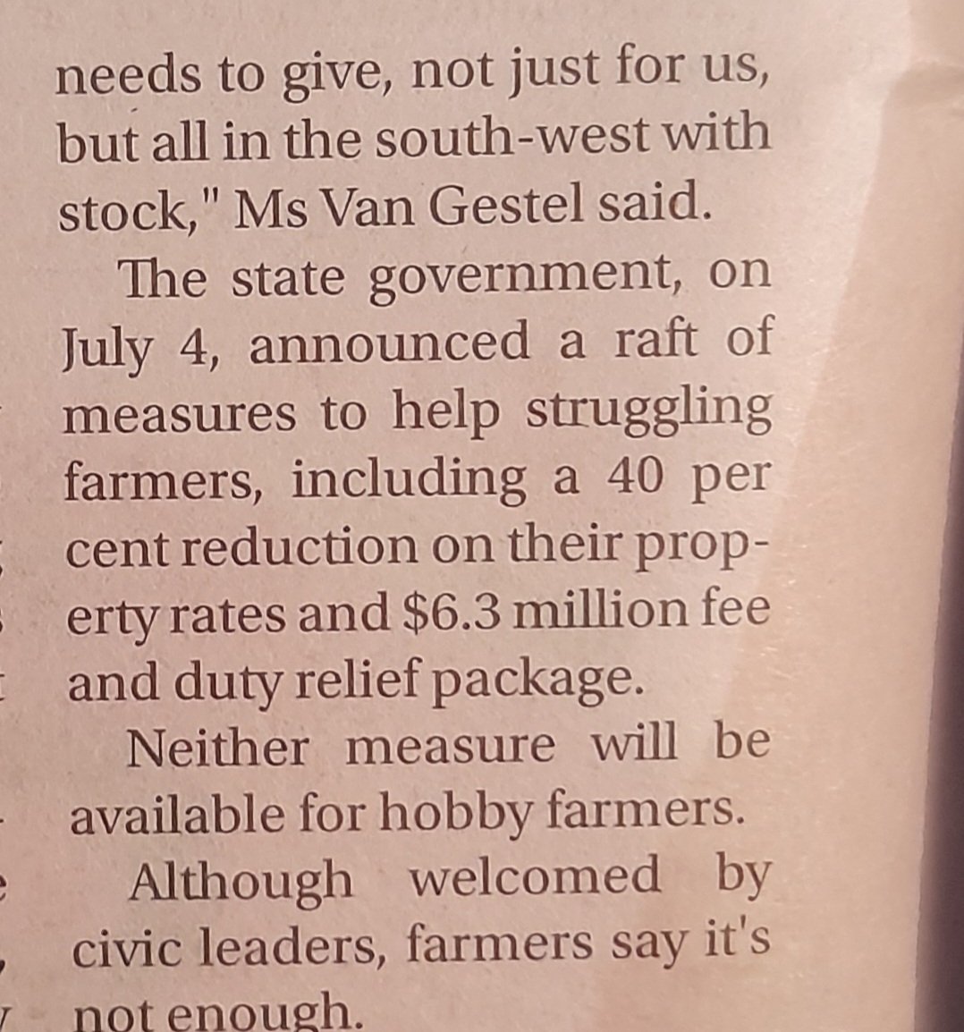 "Hobby farmers left high &amp; dry".
🙄