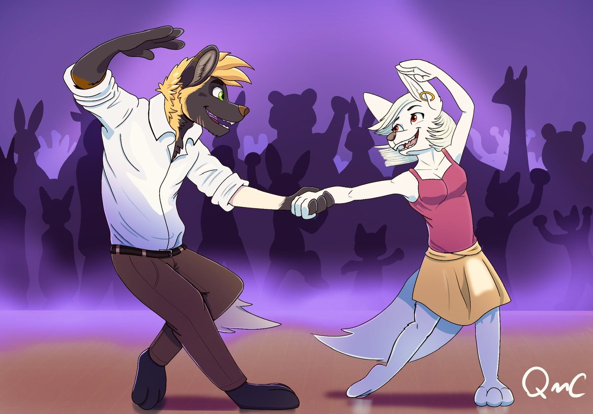 This was a fun commission I got from a friend of mine. These are his two cute sona's dancing together. #furry #furryfemale #furrymale #CoupleGoals #furrycommission #commissionsopen #anthro