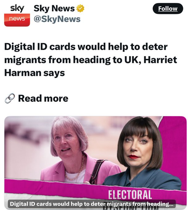 org_scp's tweet image. Labour have been pushing National ID since 2001. Blunkett once called them 'Entitlement Cards'.
Now they're using 'Digital ID' in a modern, duplicitous iteration to soften & trick opposition.
The UK made its decision to repeal ID cards in 2010 & that is how things must stay.