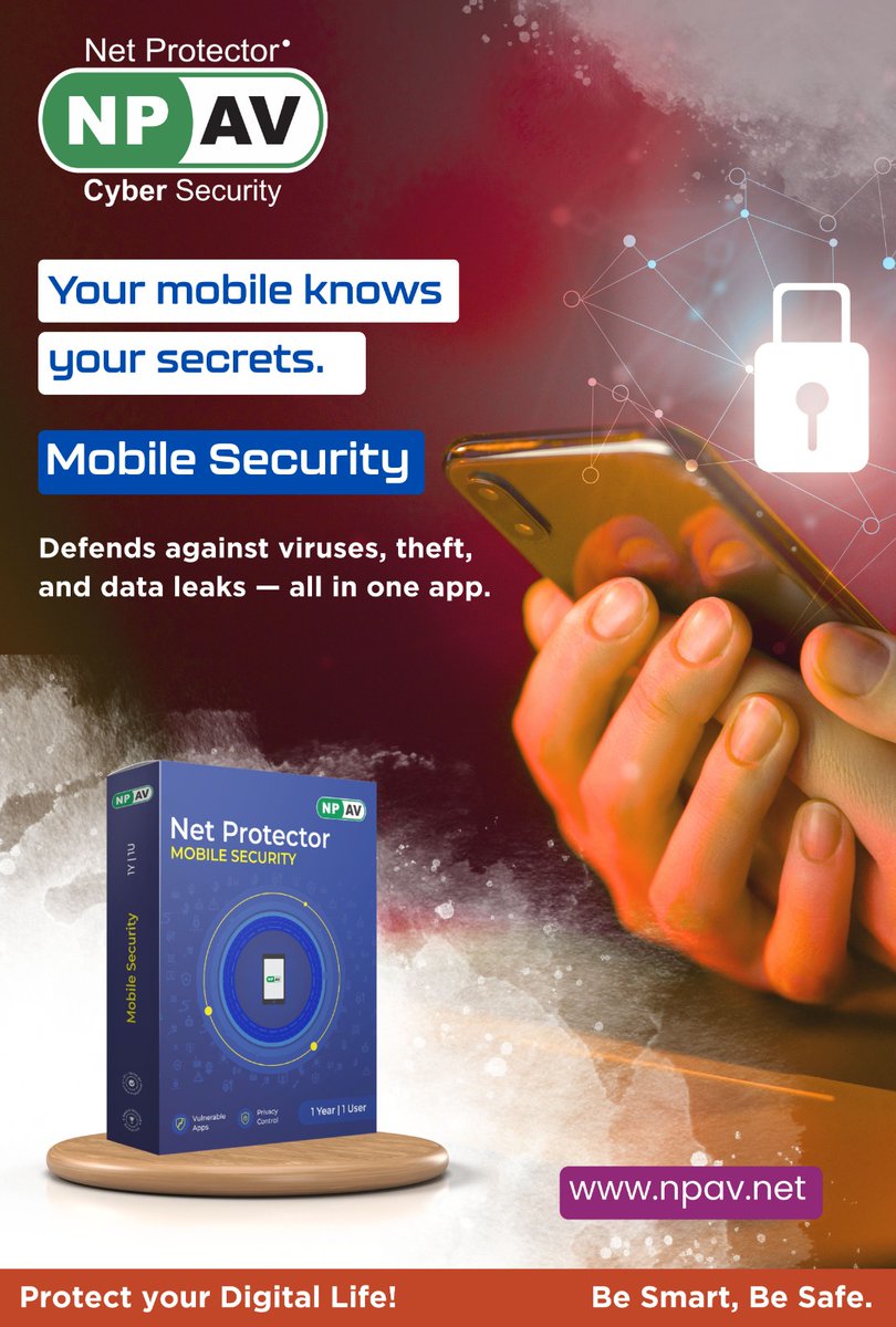 netprotector's tweet image. Your phone holds your world — protect it with Net Protector Mobile Security.
Stay safe from viruses, scams &amp;amp; theft with just one app .
#MobileSecurity #NetProtector #SecureYourPhone #CyberSafe 
#NPAV