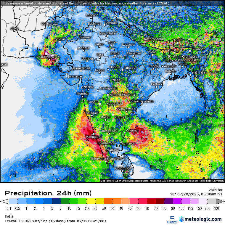 ECM OZ shows 1st peak rainfall activity in July  will kick start around 15th as Strong LLJ moves from AS towards West coast. Second Phase of Monsoon Rains will Pickup from 19/20th as UAC is going to evolve off AP coast. Widespread Rains possible in AP Telangana Tamilnadu