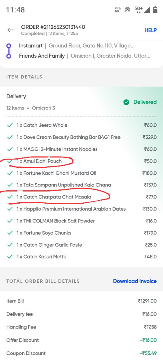 Kushkumar28's tweet image. @SwiggyInstamart Hey @SwiggyInstamart, my recent order was missing Dahi and Chat Masala. Please look into this. Order ID: [add your order ID 211265230131440. #SwiggyInstamart #MissingItems