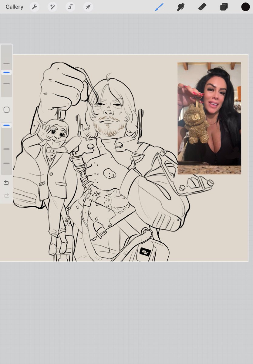 Svickli's tweet image. Why not? Why why wouldn’t I draw this?🤓
#DeathStranding2 #labubu #samporterdridges