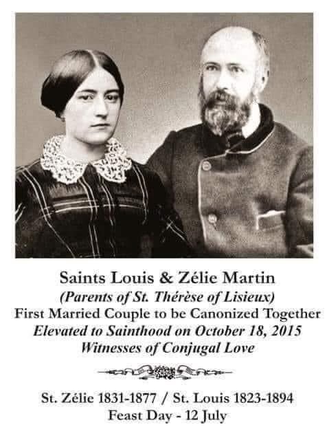 Saints Louis and Zelie Martin, Parents of Saint Therese of Lisieux.
