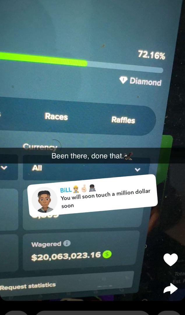 wtf_rema's tweet image. i knew Alukyi had money when he posted this screenshot on his Snap. $20M for account hard hard🥵