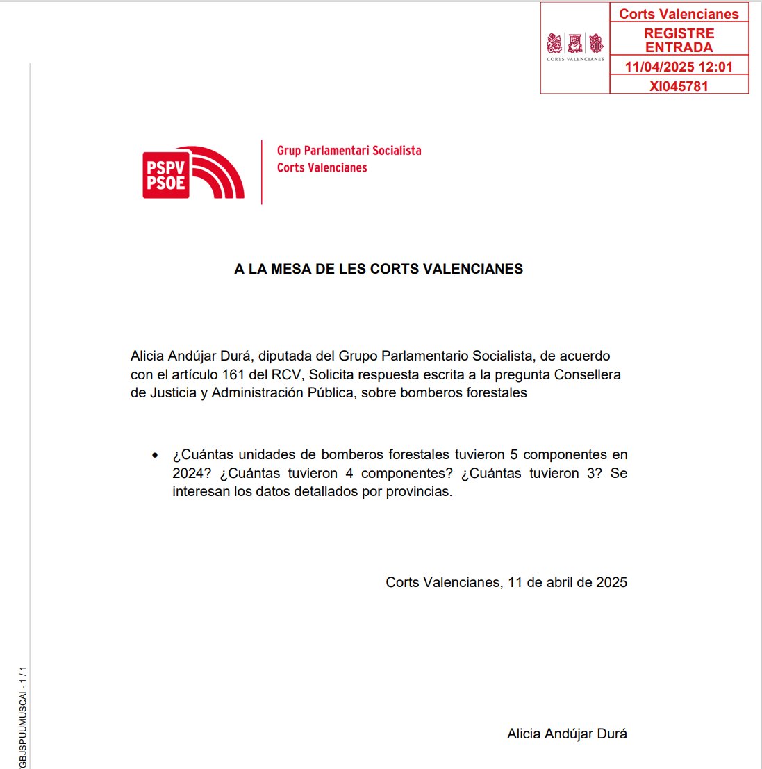 Alicia Andújar (@alicia_andujar) on Twitter photo ¿Es que <a href="/GVAEmergencias/">GVA Emergències i Interior</a> no sabe cuántos bomberos forestales ha incorporado? ¿O es que no ha incorporado ninguno y las unidades siguen incompletas?¿Qué pasa con los registros de operatividad?
¿Y el tercer turno? ¿Para cuándo? ¿2027?
Este🧵es el resumen de las mentiras de Mazón. ¿Es que <a href="/GVAEmergencias/">GVA Emergències i Interior</a> no sabe cuántos bomberos forestales ha incorporado? ¿O es que no ha incorporado ninguno y las unidades siguen incompletas?¿Qué pasa con los registros de operatividad?
¿Y el tercer turno? ¿Para cuándo? ¿2027?
Este🧵es el resumen de las mentiras de Mazón.