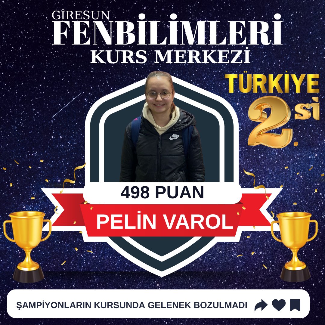LGS 2025 FENBİLİMLERİ Öğrencileri Zirvede. Türkiye 2.si Pelin VAROL' u tebrik eder, Başarılarının Devamını Dileriz. #şampiyonlarınkursu #giresunfenbilimleri #LGS2025 #BaşarıTablosu #GururTablosu #giresun #eğitim #giresunkurs #giresuneğitim