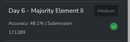 PremNavnat56636's tweet photo. โ
Day 113 done!
Majority Element II
Solved Majority Element II ๐ณ๏ธ using Boyer-Moore Voting Algorithm!
Tricky, but a great way to understand frequency limits and candidate filtering.#DSA #100DaysOfCode #MajorityElement #BoyerMoore #Coding https://t.co/AwbYXCHz1v