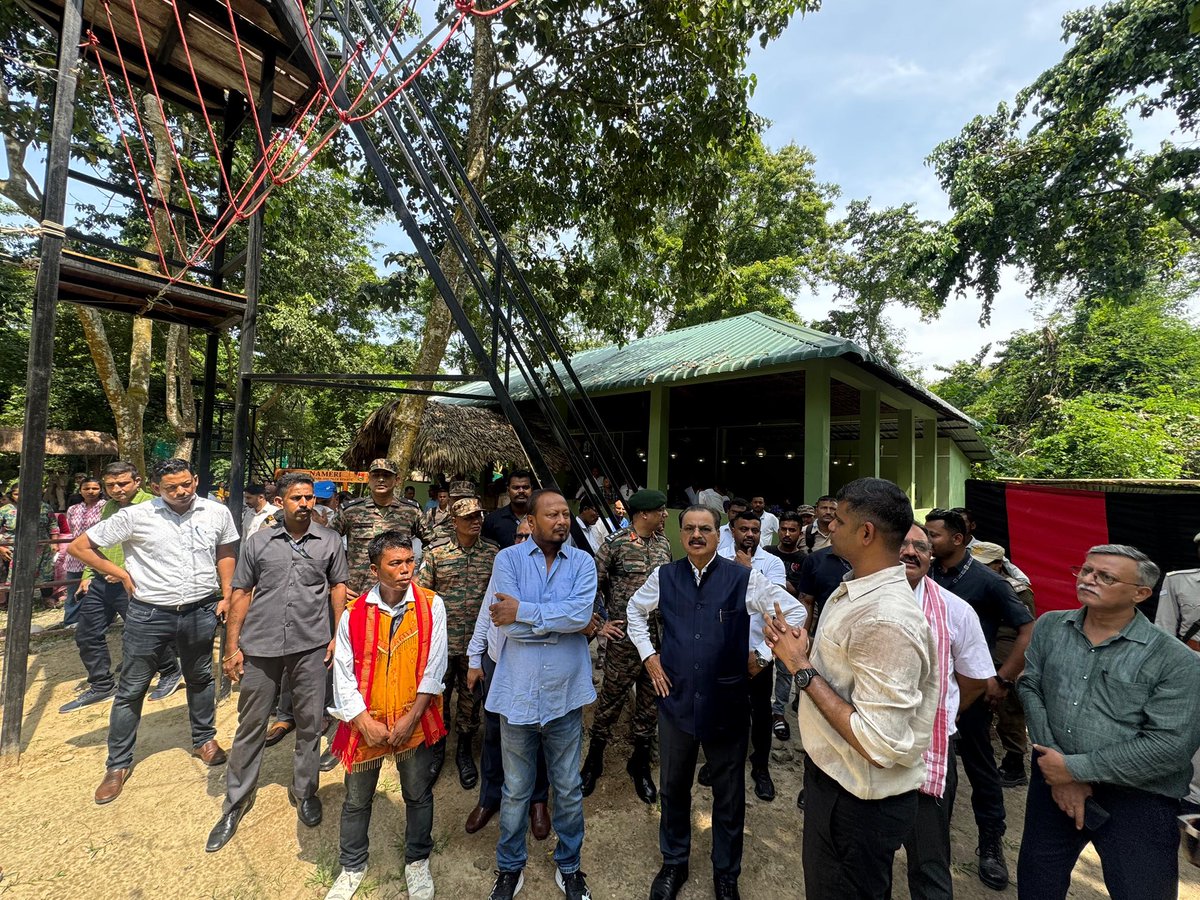 cmpatowary's tweet photo. Inaugurated the Nameri Eco-Camp at Hatigate — a vibrant blend of adventure, conservation, and culture in the heart of @namerinptr.

The inaugural ceremony was graced by Hon’ble MLA Shri Padma Hazarika; Spl. Chief Secretary (Environment & Forests), Shri @mkyadava, IFS (Retd); Shri Vinay Gupta, IFS, PCCF (Wildlife); and esteemed officials from the Indian Army and district administration.

A community-driven initiative developed under @ApfbcA Phase-II and operated by the Eco-Development Committee of Nameri, the Eco-Camp offers immersive experiences like wildlife safaris, river rafting, birdwatching, and cultural programs — promoting both eco-tourism and local livelihoods.

@himantabiswa 
@CMOfficeAssam