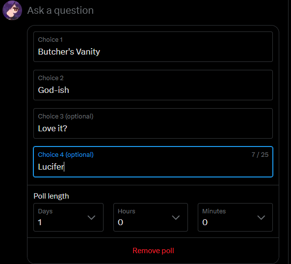 WHAT DO YOU MEAN I CAN ONLY HAVE 4 CHOICES?! I can't decide among 7 songs T.T I guess we can only discuss further in stream tomorrow D: