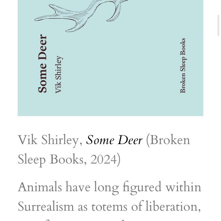 ”an uncanny and blackly comic fable-cycle for a collapsing world”

Infinite thanks to <a href="/stephensunderla/">Stephen Sunderland</a> for this in depth review of Some Deer <a href="/brokensleep/">Broken Sleep Books</a> just been published over at the mighty <a href="/3ammagazine/">3:AM Magazine</a>.

🦌🖤🦌🖤🦌🖤🦌🖤🦌🖤🦌🖤

3ammagazine.com/3am/a-surreali…