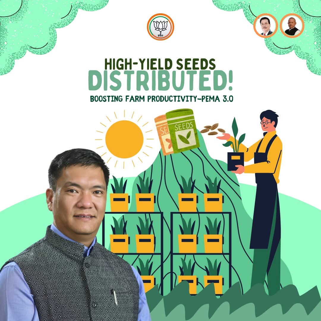 SheringPhurpa's tweet photo. Pema 3.0 delivers high-yield seeds to farmers, ensuring bountiful harvests and improved livelihoods across Arunachal Pradesh.

#Pema3.0 #HighYieldSeeds #BetterHarvest    
@PMOIndia https://t.co/foEQmLm7eT