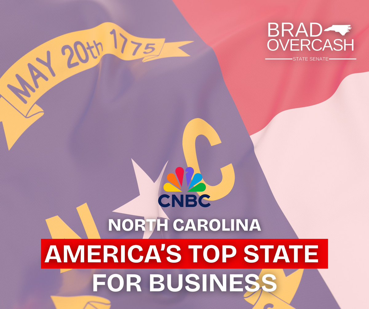 North Carolina is once again the top State for business. We will continue to focus on policies that support business growth and development. Congratulations to the people of our State for earning this important recognition.