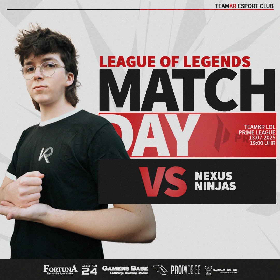 [ LoL | Matchday ]

Fragen der Tages: Platz 6 oder doch Platz 4?
Unser LoL-Team spielt heute ihr letzten Saisonspiel. Mit einem Sieg wäre Platz 4 möglich. 

Übertragen wird das Match von <a href="/derMiniwini/">derMiniwini</a> 

🏆 PRIME League Gruppe 7.1
🆚 Nexus Ninjas
⏰ 19:00 Uhr
📺 ttv/derminiwini