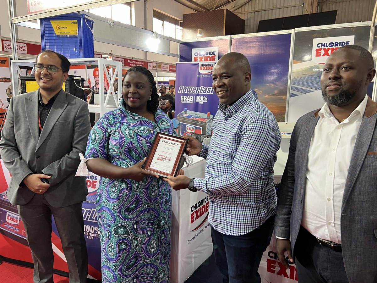 chlorideexideug's tweet image. Today, Chloride Exide Uganda was honored to receive a Certificate of Participation at the 3-day Power & Elec Expo 2025.
The certificate was officially handed over by the Permanent Secretary of the Ministry of Energy and Mineral Development, Ms. Irene Bateebe, and received on our…