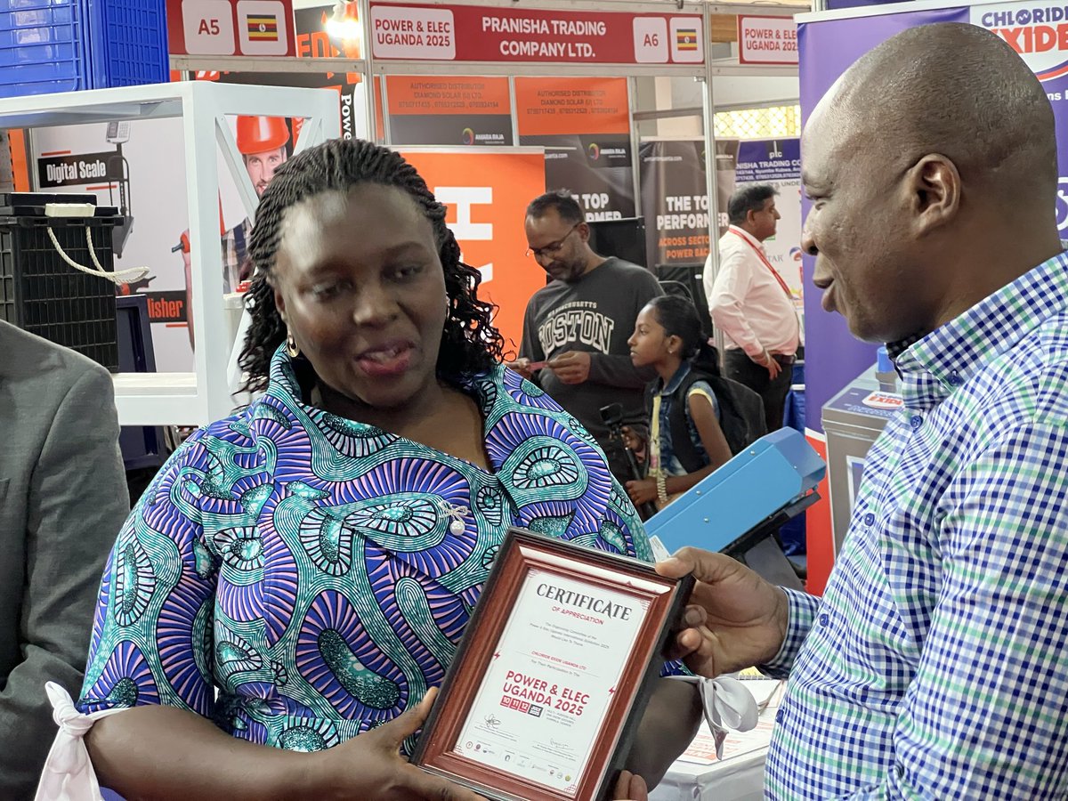 chlorideexideug's tweet image. Today, Chloride Exide Uganda was honored to receive a Certificate of Participation at the 3-day Power & Elec Expo 2025.
The certificate was officially handed over by the Permanent Secretary of the Ministry of Energy and Mineral Development, Ms. Irene Bateebe, and received on our…