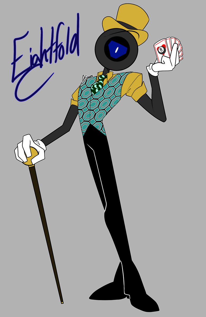 TheGlitchingE's tweet image. Eightfold.
"Lucky Eight."
Never challenge this fortune teller to a game unprepared.
Pokey's frenemy. Torments Jax. Secretly crushes on Gangle and Ragatha.
"Borrows" Caine's cane.
Artwork by the talented @GShattering.
#TheAmazingDigitalCircus #TheAmazingDigitalCircusOC #TADC