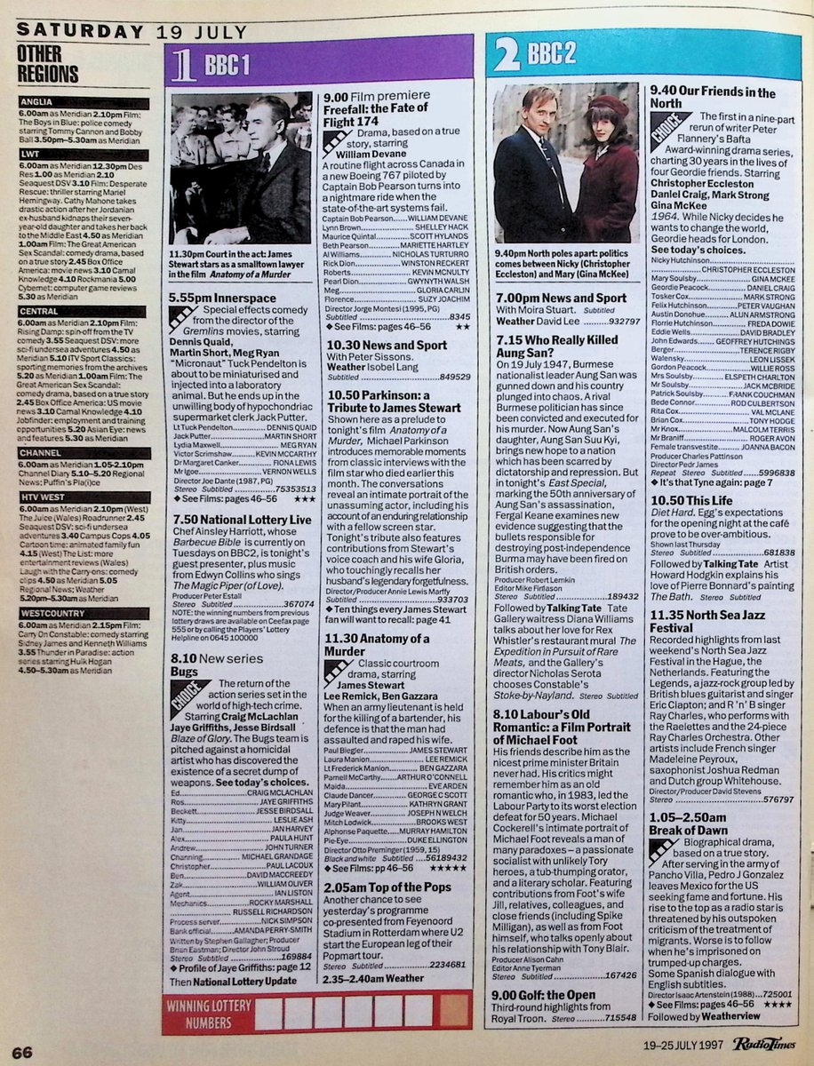 TvDidYouSee's tweet image. #OnThisDay 19 July 1997 📺TV
Preparations are underway for the prom in #GrangeHill.
BUGS is back for its third series.
PRIDE DIVIDE sees #GrahamNorton and Mark Simpson take a comic tour of Pride events.
Another chance to see OUR FRIENDS IN THE NORTH.
A new episode of COLUMBO.