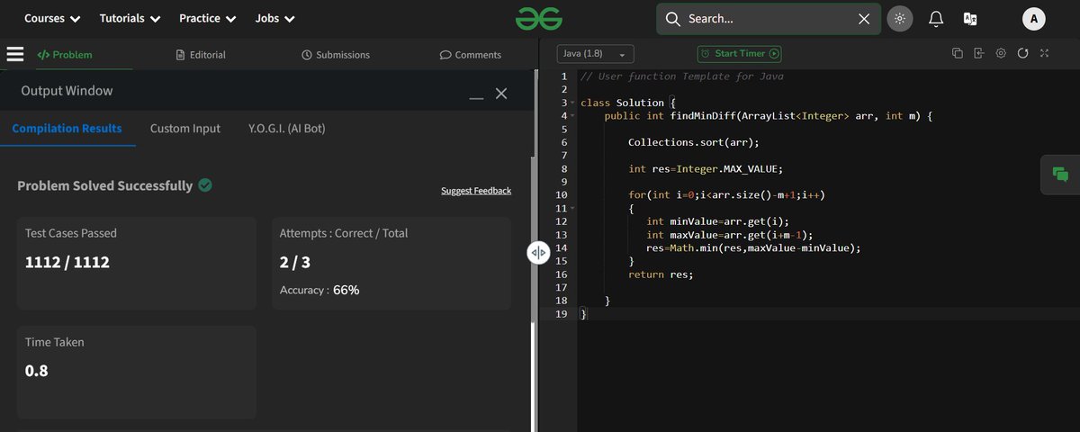 LearnWithAnkit's tweet photo. #DSA #100DaysOfCode #CodeNewbie #ReverseArray #ProblemSolving
Array Question:-
Chocolate Distribution Problem

Input: arr = [3, 4, 1, 9, 56, 7, 9, 12], m = 5
Output: 6 https://t.co/UIaF9ml9Bd
