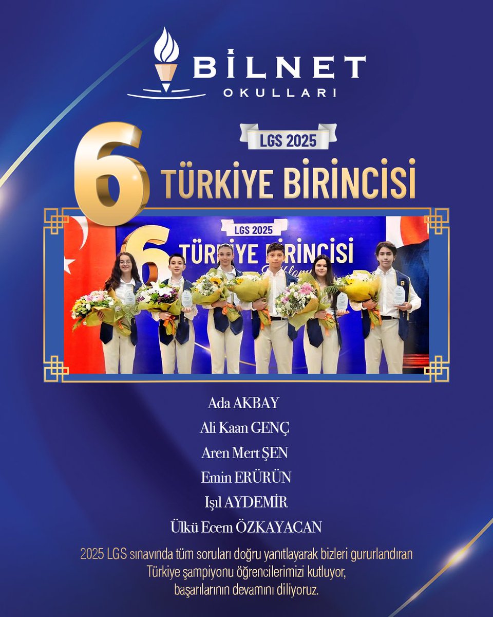 Türkiye Şampiyonu Öğrencilerimizle Gurur Duyuyoruz!

Öğrencilerimizden Ada AKBAY, Ali Kaan GENÇ, Aren Mert ŞEN, Emin ERÜRÜN, Işıl AYDEMİR ve Ülkü Ecem ÖZKAYACAN 2025 LGS sınavında tüm soruları doğru yanıtlayarak 500 tam puan aldı. Sınava giren tüm öğrencilerimizi ve bu başarıda