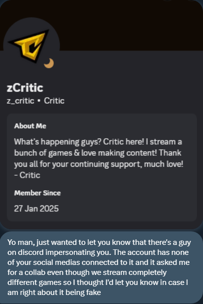 zCritic_'s tweet photo. FYI this ain't me...

Some very strange individuals online nowadays huh.🤦‍♂️ https://t.co/ukcGCLbWkP