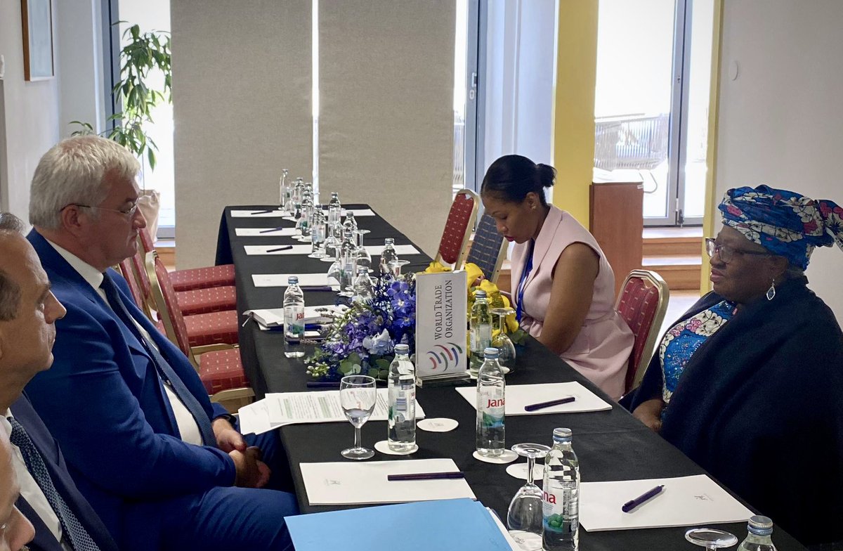 andrii_sybiha's tweet photo. Pleased to have a substantive conversation with @wto Director-General @NOIweala.

Ukraine supports multilateral trading system as a factor of international peace and security, and the WTO plays a vital role in it. We discussed ways to develop our cooperation. 

Agriculture in the WTO is our undeniable priority as Ukraine remains an important guarantor of global food security despite the challenges of Russia’s full-scale war. 

I informed the DG about Ukraine’s humanitarian initiative "Grain from Ukraine", which strengthens food security for countries in Africa and elsewhere.