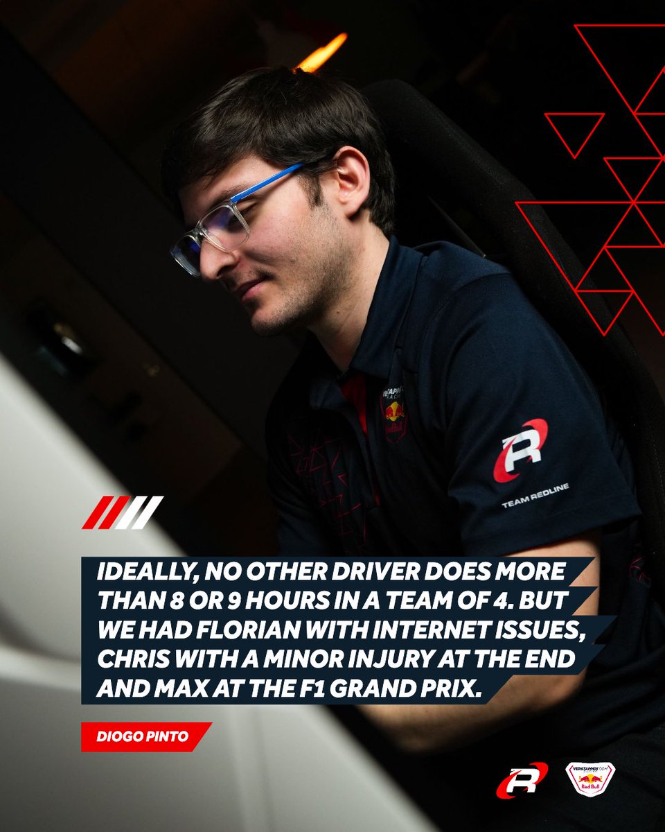 TeamRedlineSim's tweet image. During the last #Spa24H, Diogo had to step up and drive a total of 10 hours for the team 💪⏰