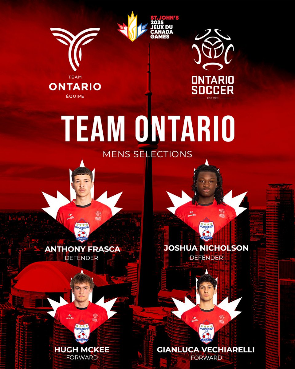 Woodbridge Strikers' Anthony, Joshua, Hugh, and Gianluca will represent Team Ontario at the Canada Summer Games in St. John’s this August! Best wishes to them as they compete on a national stage. Go Strikers, Go Team Ontario!
