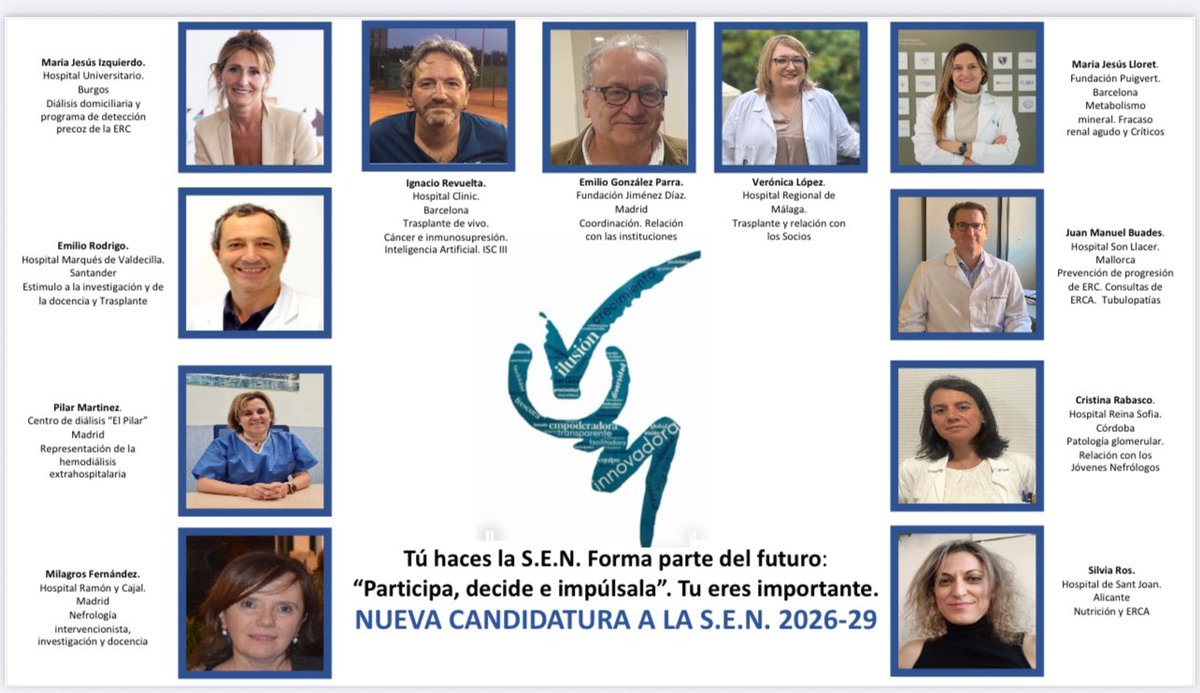 veronicaloji's tweet image. Tú haces la @SENefrologia. Forma parte de ella: #Participa #Decide #Impúlsala. 
Presentamos a los miembros de la nueva CANDIDATURA S.E.N. 
Esta vez tú DECIDES