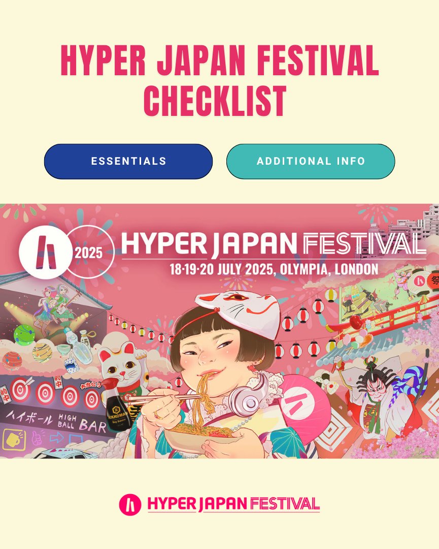 HYPERJAPANevent's tweet image. We’ve put together a handy checklist to ensure you have the best experience possible🤩SAVE this post and keep this checklist in your folder!
👉Download the checklist here: hyperjapan.co.uk/download/hjf25…
👉FAQ page: hyperjapan.co.uk/festival/gener…
🎟️ hyperjapan.co.uk/tickets/