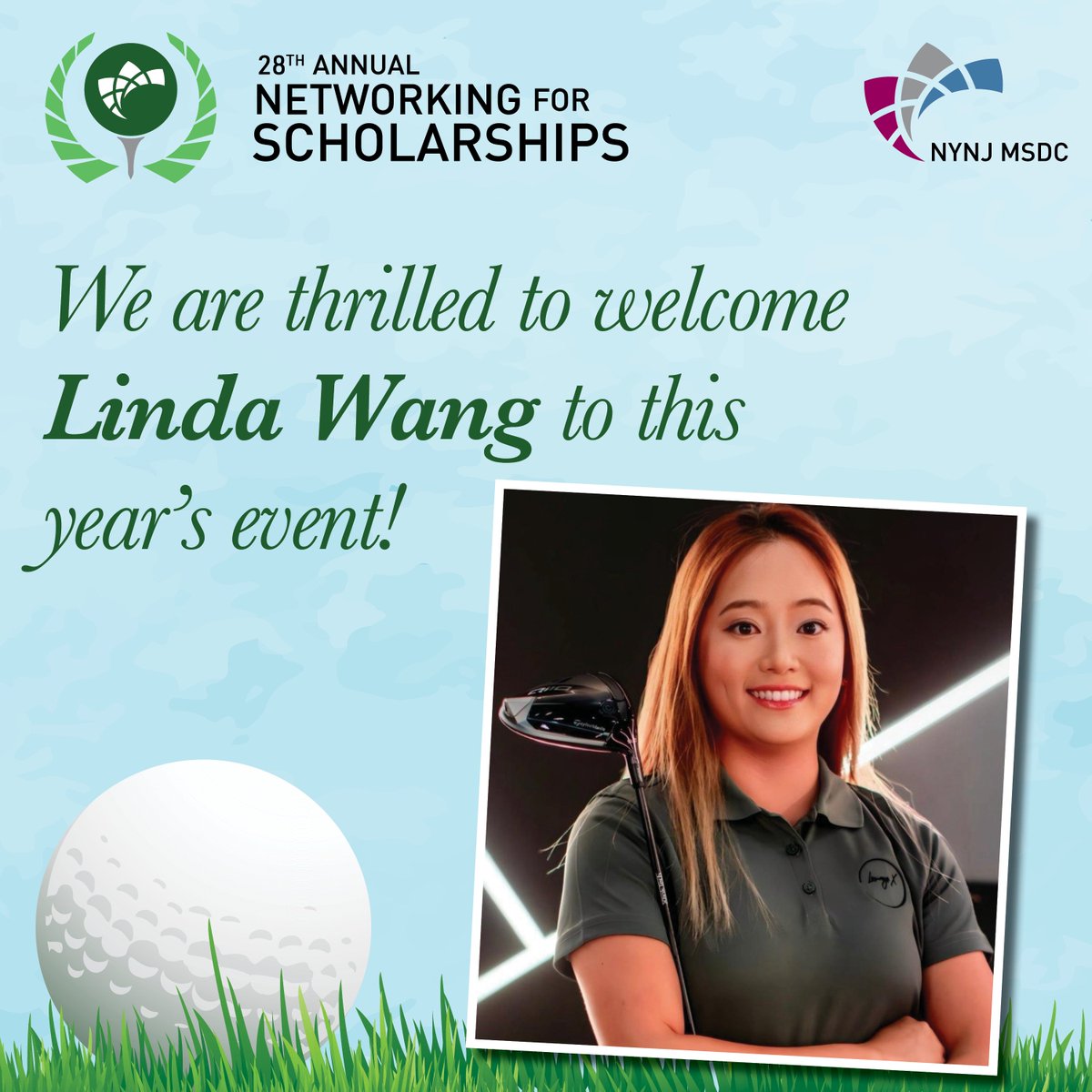 ICEBranding's tweet image. 🌟 LGPA Pro Linda Wang is joining us July 21! 
Think you can #BeatThePro? 
Don’t miss this chance to swing with a star! 
🎟️Register Now:  ow.ly/WJcr50WoqhF 
#SwingForSuccess #NetworkingForScholarships