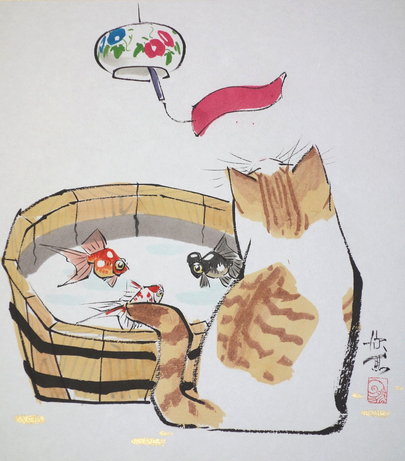 絵画　ANNA．Ｋ　魚 魚と現代絵画アジアの女性 - 1人のベクターアート素材や画像を